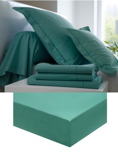 Drap housse Blanc des Vosges Bleu Canard
