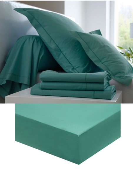 Drap housse Blanc des Vosges Bleu Canard